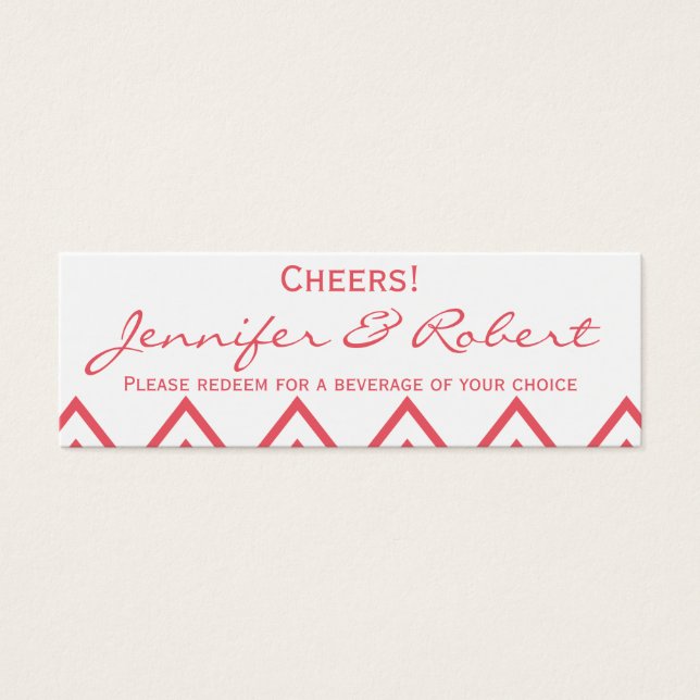 Moderno Aluminio de miel Chevron rosa Boda bebida  (Frente)