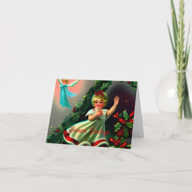 Moderno Ángel Lindo Religioso Rústico Navidad  (Anverso)