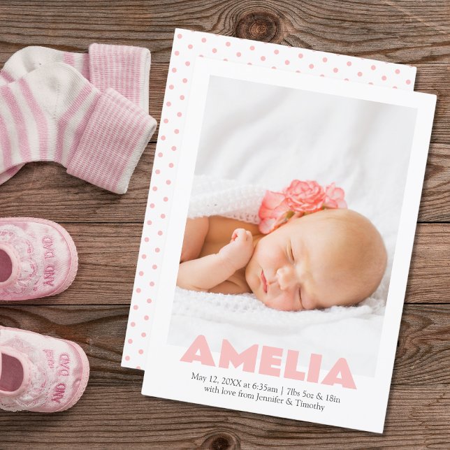 Moderno anuncio de nacimiento de foto de Chica ros (Subido por el creador)