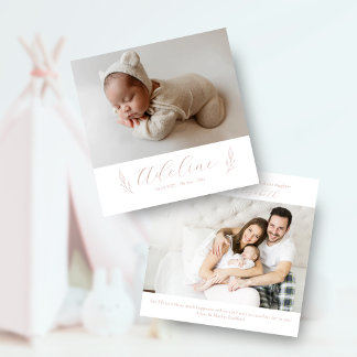 Moderno anuncio de natalidad de bebé con foto míni