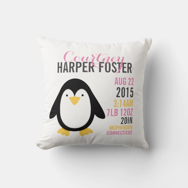 Moderno anuncio de parto de pingüino almohada de g (Anverso)