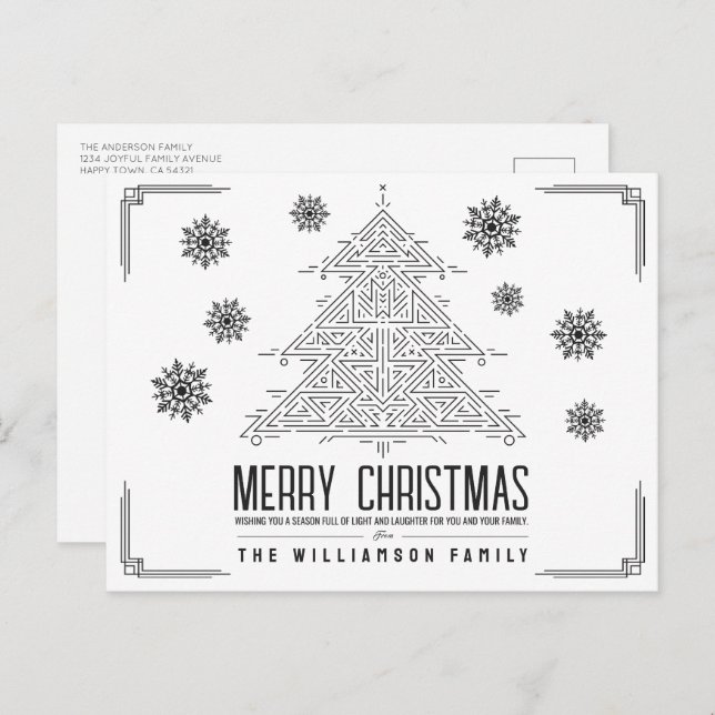 Moderno árbol de Navidad Deco Snowflakes Black Whi (Anverso / Reverso)