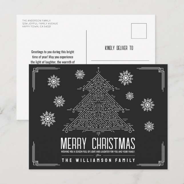 Moderno árbol de Navidad Deco Snowflakes White Bla (Anverso / Reverso)
