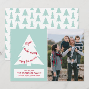 Moderno árbol de Navidad verde de menta con foto P