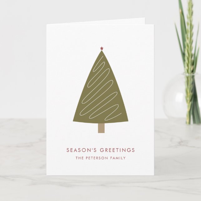 Moderno Árbol Verde de Navidad y Estrella Roja Sim (Anverso)