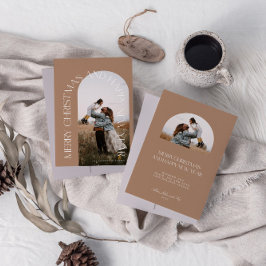 Moderno Arco Beige Mínimo 2 Foto Feliz Navidad