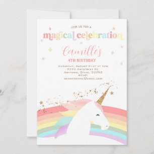 Moderno arco iris de invitación a fiesta de cumple