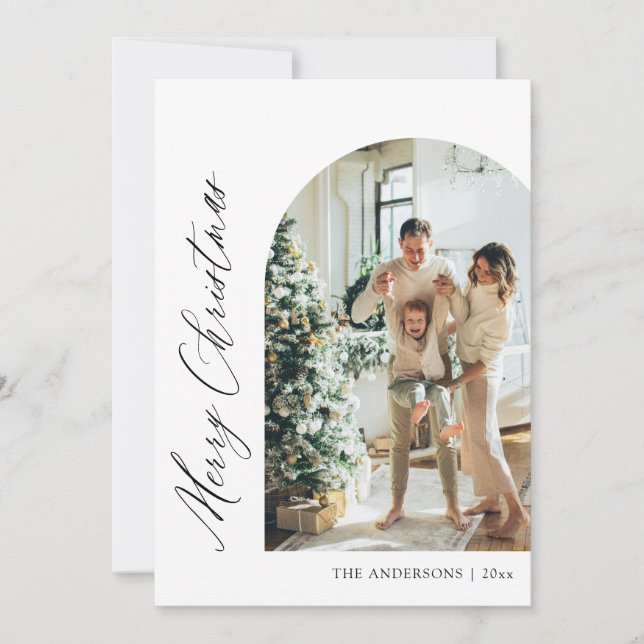 Moderno Arco Minimalista Foto Feliz Navidad (Anverso)