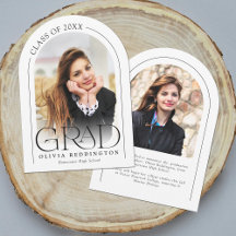 Moderno Arco Mínimo 2 Foto Grad Invitación