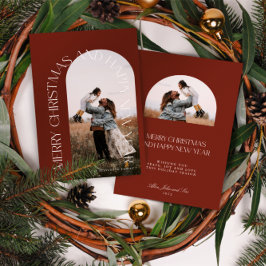 Moderno Arco Rojo Mínimo 2 Foto Feliz Navidad H