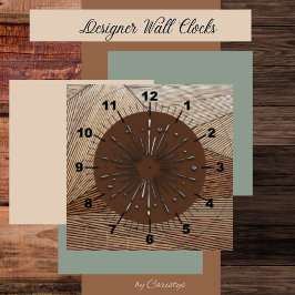 Moderno Art Deco Marrón Shades Reloj de pared acrí