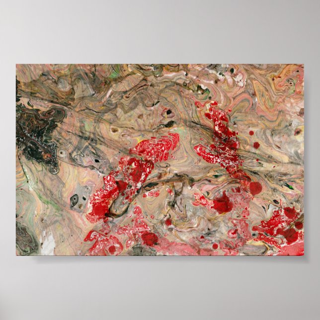 Moderno arte abstracto negro rojo marrón verde (Frente)