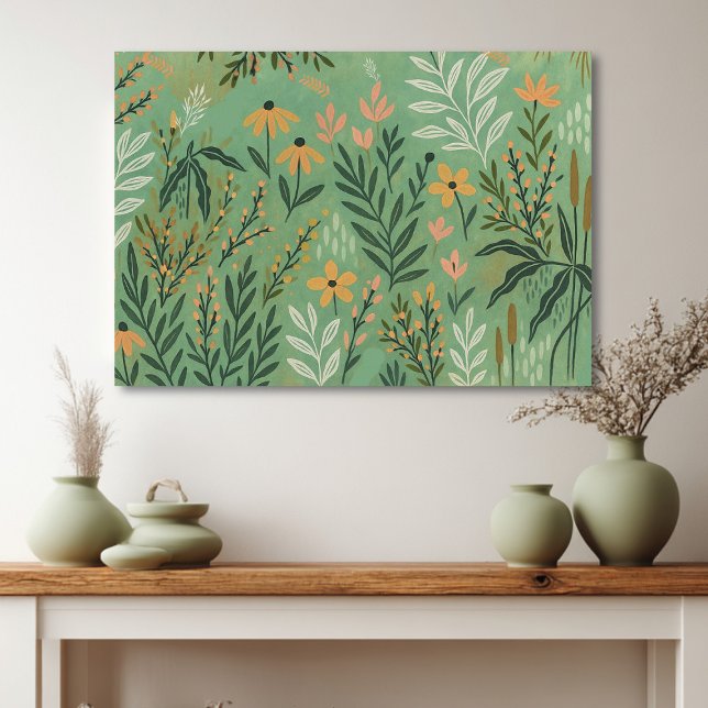 Moderno arte de tela floral en la pradera (Subido por el creador)