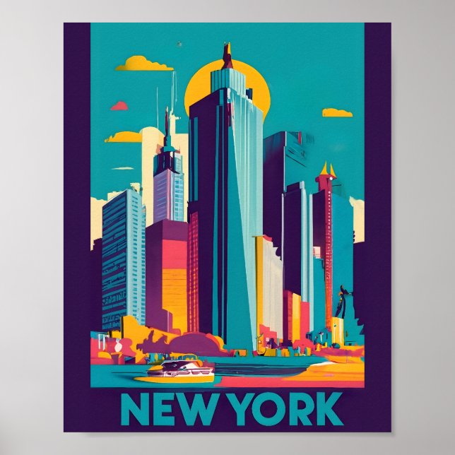 Moderno arte de vectores planos de Nueva York (Frente)