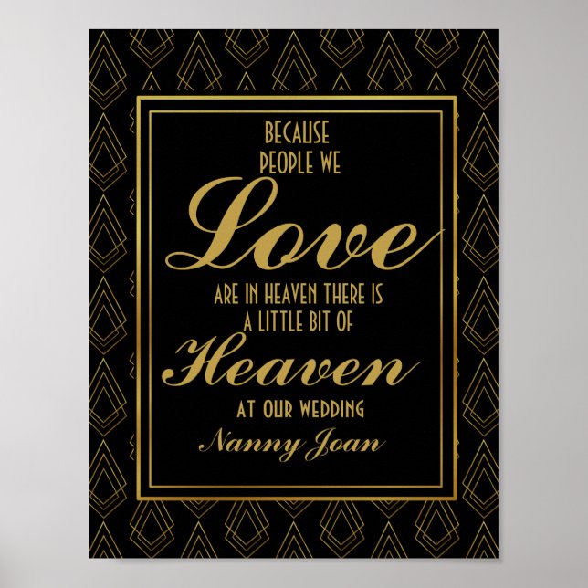 Moderno arte deco Gold & Black Memorial (Frente)