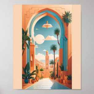 Moderno arte vintage Marrakech Marruecos Vector pl