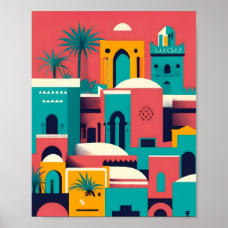 Moderno arte vintage Marrakech Marruecos Vector pl