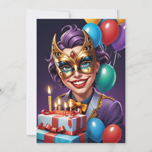 moderno baile de máscaras 16 invitaciones (Anverso)