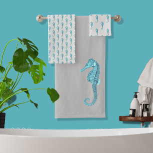 Moderno baño de caballito náutico Aqua Gris Verde 