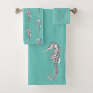 Moderno baño de caballito náutico Seafoam Green