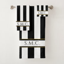 Moderno baño de rayas de oro blanco negro