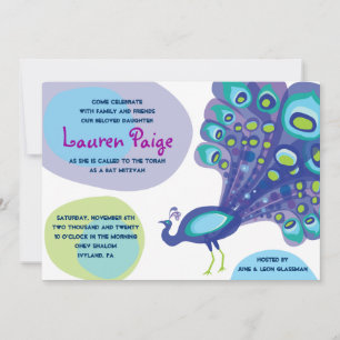 Moderno Bar Peacock Bar Bat Mitzvah Invitación