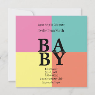 Moderno Bebé Colorido Blocks Invitación a la ducha