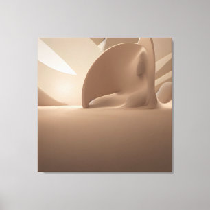 Moderno Beige Grande Abstracto De Lienzo Contempor