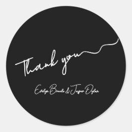 Moderno Black Scripted Gracias Pegatina