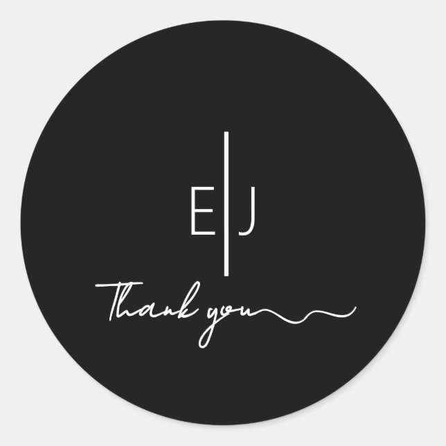 Moderno Black Scripted Gracias Pegatina (Anverso)