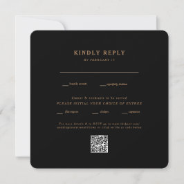 Moderno Black Square Rounding Boda QR Code RSVP