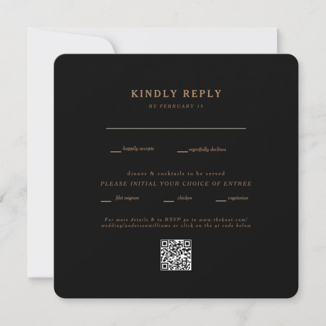 Moderno Black Square Rounding Boda QR Code RSVP (Anverso)