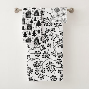 Moderno Black White Snowflakes Berries Ginger Brea
