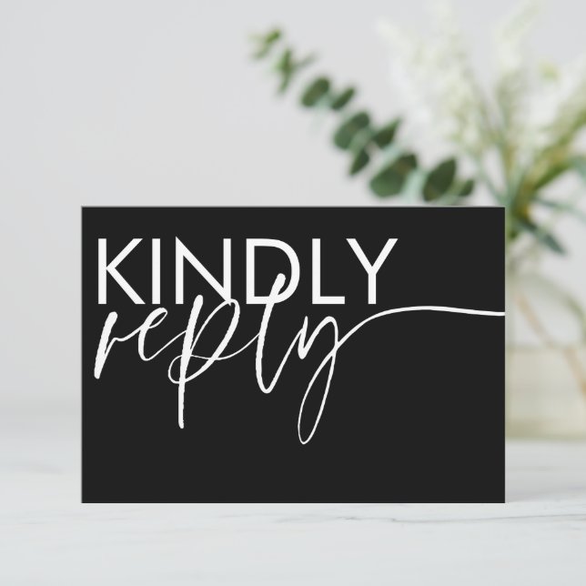 Moderno Black & White Wedding RSVP (Anverso de pie)