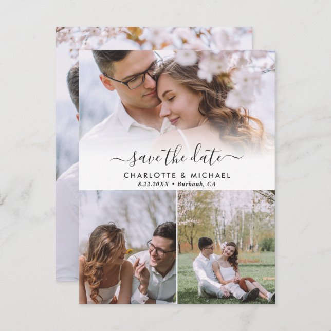 Moderno Boda 4 Foto Guardar Las Tarjetas De Fecha (Anverso / Reverso)