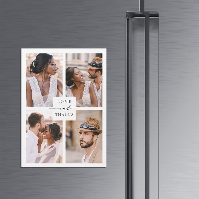 Moderno Boda de 4 Collages de fotos Gracias Magnét (Subido por el creador)