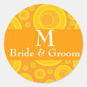 Moderno Boda Retro Monograma Diseñador pegatinas