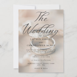 Moderno Boda simple anillos fondo Invitación