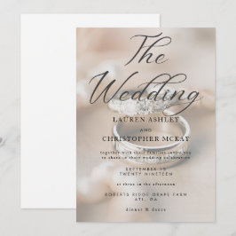Moderno Boda simple anillos fondo Invitación