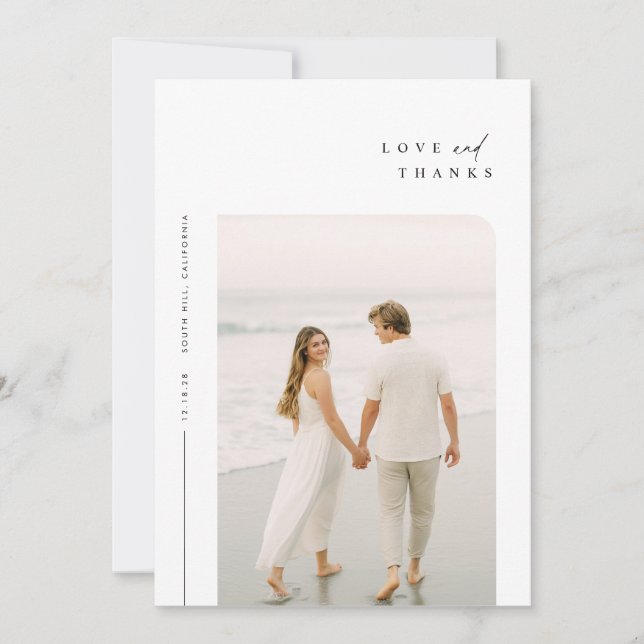 Moderno Boda simple de fotos Gracias Tarjeta W Not (Anverso)