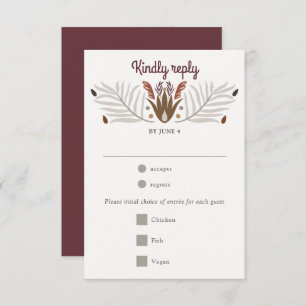Moderno Boho Botánico Elección de Comida Boda RSVP