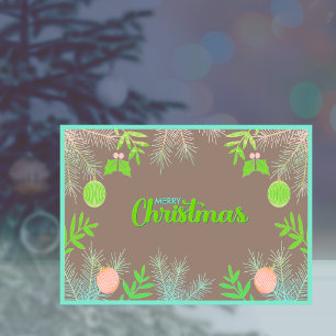 Moderno boho Feliz Navidad botánico plano