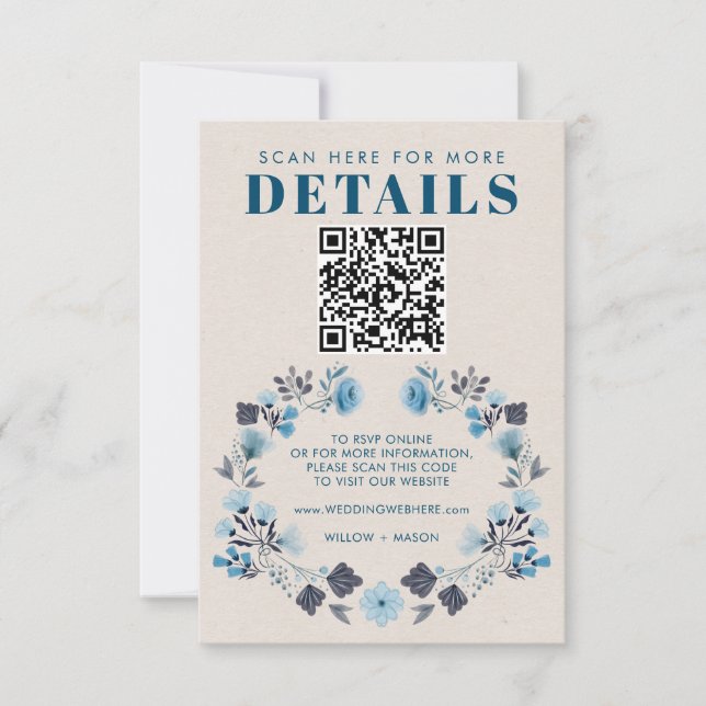 Moderno Boho Folk Wedk RSVP Detalles del código QR (Anverso)