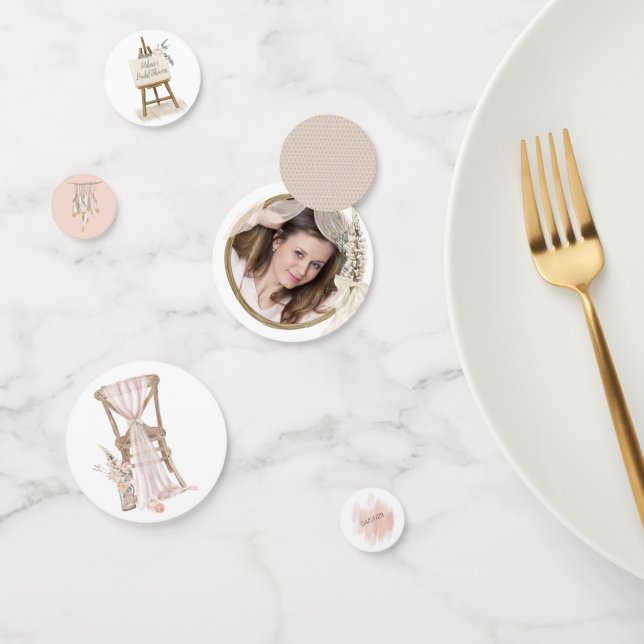 Moderno Boho Rosa Elegante Boda Floral Confetti (Grupo)