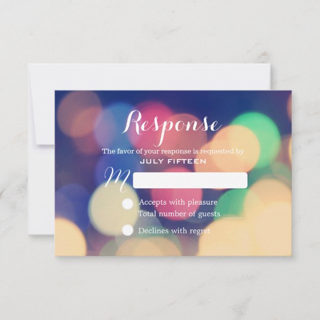 Moderno Bokeh Light Wedding RSVP (Anverso)