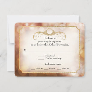 Moderno Bokeh Sparkle Twinkle Amber Gold RSVP