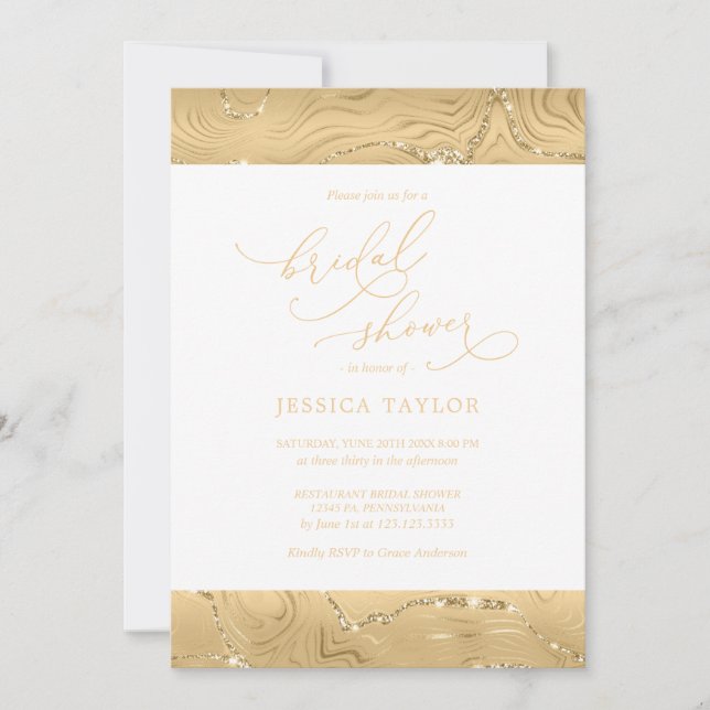 Moderno Bridal Shower Luxury Gold Invitación (Anverso)