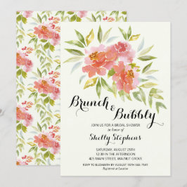 Moderno Brunch y Bubbly Floral Shower Invitación