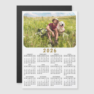 Moderno calendario de fotos magnéticas 2025 Blanco