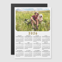 Moderno calendario de fotos magnéticas 2026 Blanco